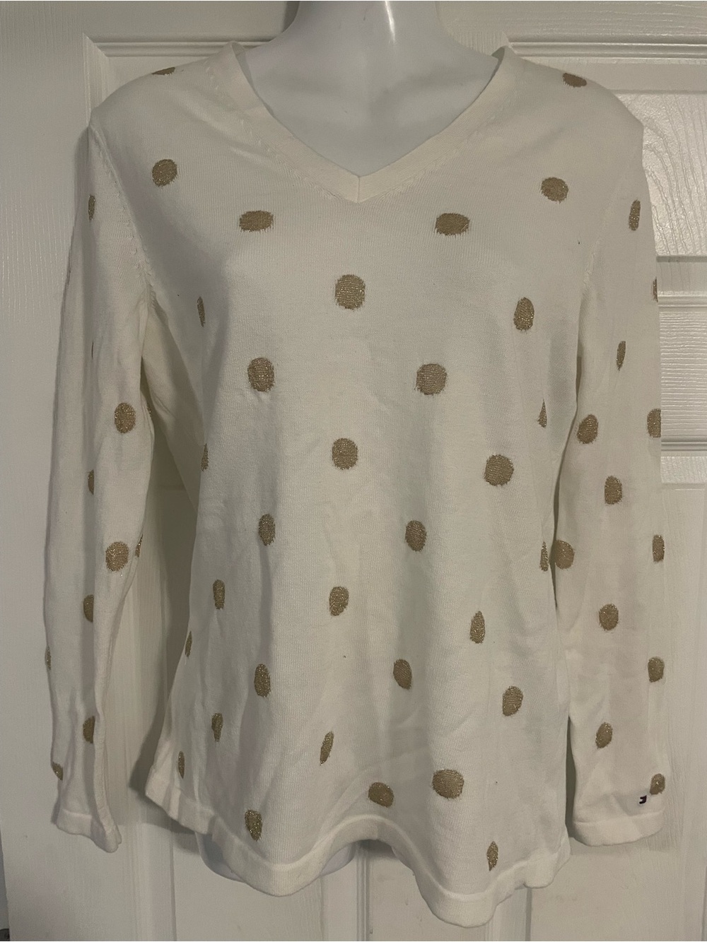 Tommy Hilfiger V Neck Polka Dot Lightweight Long Top
